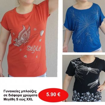 Γυναικείες Μπλούζες Μεγέθη S εώς ΧΧL σε διάφορα χρώματα