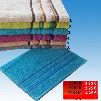 Πετσέτες βαμβακερές σε 3 διαστάσεις και 6 χρώματα από