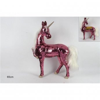 8033113926860 ΧΡΙΣΤΟΥΓΙΕΝΝΙΑΤΙΚΟΣ ΜΟΝΟΚΕΡΟΣ UNICORN ΜΕ ΠΟΥΛΙΕΣ ΡΟΖ ΚΑΙ ΑΛΛΑΓΗ ΧΡΩΜΑΤΟΣ ΚΙΤΡΙΝΟ 65CM