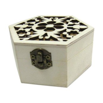 20601268 Ξύλινο εξάγωνο αλουστράριστο κουτί σκαλιστό με λουλούδια