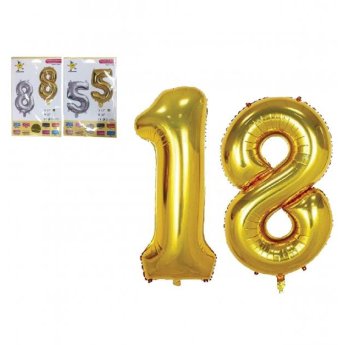 00405193 Αλουμινένια μπαλόνια με αριθμούς 0-9 ασημί - χρυσό