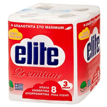 7-97 ΧΑΡΤΙ ΥΓΕΙΑΣ PREMIUM ELITE  ΠΑΚ-8 ΡΟΛΛΑ 75gr