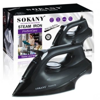 6908808020197 SOKANY SK-8088 ΣΙΔΕΡΟ ΑΤΜΟΥ 2400W ΜΕ ΣΥΝΕΧΟΜΕΝΗ ΠΑΡΟΧΗ 25GR - MIN ΜΑΥΡΟ