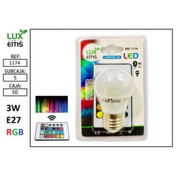 1174 ΛΑΜΠΑ LED E27 3W RGB ΜΕ ΤΗΛΕΧΕΙΡΙΣΤΗΡΙΟ