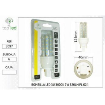 3097 BOMBILLA LED 3U 3000K 7W 620LM PL G24 125X40MM