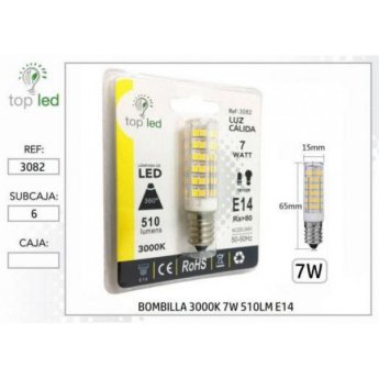 3082 BOMBILLA LED 3000K 7W 510LM E14 15X65MM