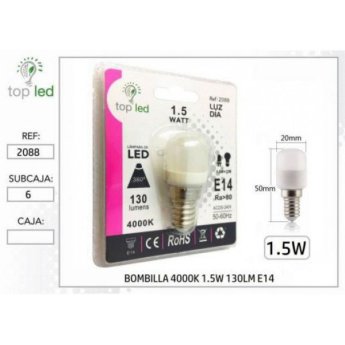 2088 BOMBILLA LED  4000K 1.5W 130LM E14 20X50MM