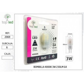 2069 BOMBILLA LED 4000K 3W 230LM G4 15X40MM