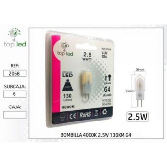 2068 BOMBILLA LED 4000K 2.5W 130LM G4 10X35MM