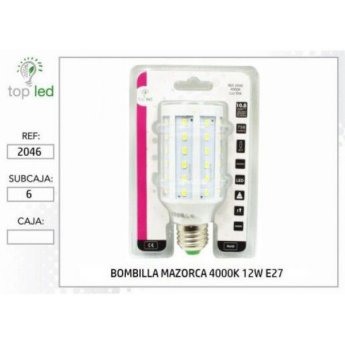 2046 BOMBILLA MAZORCA LED  4000K 12W E27 1046