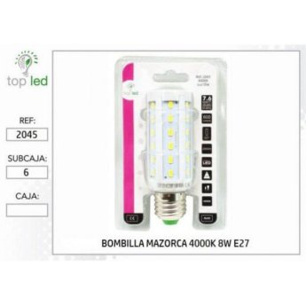 2045 BOMBILLA MAZORCA LED 4000K 8W E27