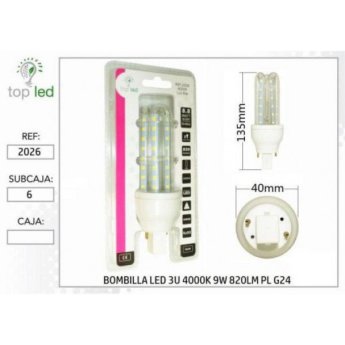 2026 BOMBILLA LED 3U 6400K 9W 820LM PL G24 135X40MM