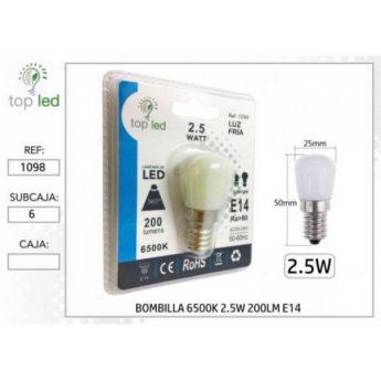 1098 BOMBILLA LED 6500K 2.5W 200LM E14 25X50MM