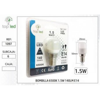 1097 BOMBILLA LED 6500K 1.5W 140LM E14 20X50MM