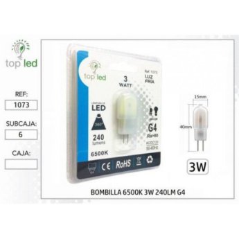 1073 BOMBILLA LED 6500K 3W 240LM G4 10X40MM