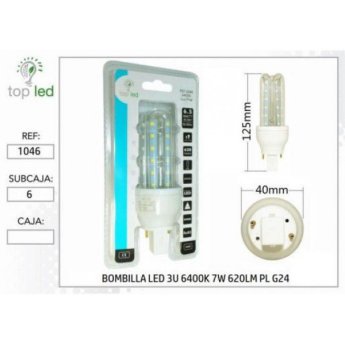 1046 BOMBILLA LED 3U 6400K 7W 620LM PL G24 125X40MM