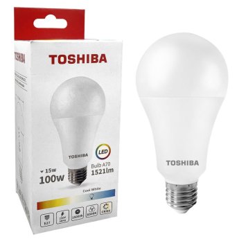 88-446 ΛΑΜΠΑ LED TOSHIBA ΓΙΑ ΝΤΟΥΙ E27 ΨΥΧΡΟ ΛΕΥΚΟ  230V  N-STD A70  15W 6500K ΓΩΝΙΑ ΔΕΣΜΗΣ 180 ΜΟΙΡΕΣ