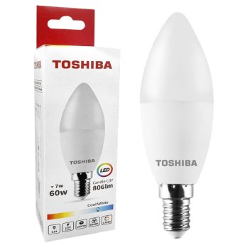 88-450 ΛΑΜΠΑ LED TOSHIBA ΚΕΡΙ  ΓΙΑ ΝΤΟΥΙ E14 ΨΥΧΡΟ ΛΕΥΚΟ 230V N-STD C37 E14 7W 6500K ΓΩΝΙΑ ΔΕΣΜΗΣ 180 ΜΟΙΡΕΣ