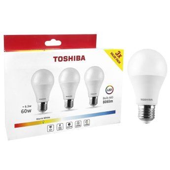 88-454 ΛΑΜΠΕΣ LED TOSHIBA ΣΕΤ-3 ΤΕΜ N-3PACK A60 E27 8.5W 3000K