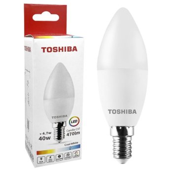 88-448 ΛΑΜΠΑ LED TOSHIBA ΚΕΡΙ N-STD C37 E14 4.7W 6500K ΓΩΝΙΑ ΔΕΣΜΗΣ 180 ΜΟΙΡΕΣ