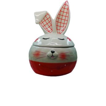10502166 Μπισκοτοθήκη Κεραμική  με Καπάκι κουνελάκι 20cm