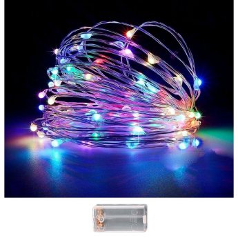 93-3488 100 λαμπάκια led copper μπαταρίας πολύχρωμα σε σειρά με controller ip20 10.3m