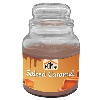 37-452 Κερί salted caramel σε βάζο με καπάκι μεγάλο 50h 311gr net. 14.5x11cm