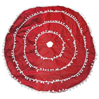 93-3186 Ποδιά δέντρου κόκκινη με φούντες Φ120cm