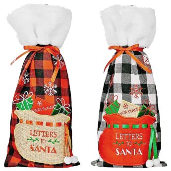 93-3181 Θήκη κρασιού xmas καρώ 36x16cm