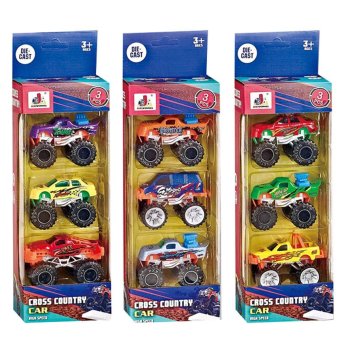 71-3342 Σετ 3 μίνι αγροτικά μεγάλες ρόδες die cast metal free wheels 9x25x6cm