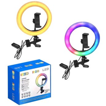 89-33 Φωτιστικό Δαχτυλίδι με usb led Λευκό  KAI  Πολύχρωμο φως o20cm