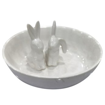 73-2214 Μπωλ Αυγοθήκη με 2 Λαγούς 15x8cm