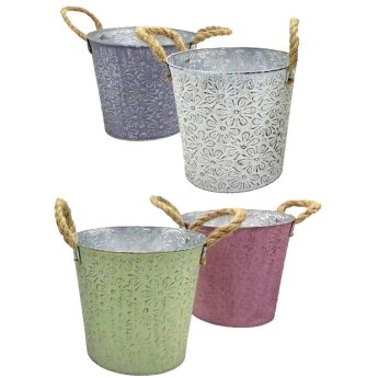 22-3068 Γλαστράκι-Κασπώ Μεταλλικό Σχέδιο Μαργαρίτες Φ18x17cm