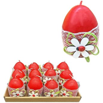 73-2141 Κερί Αυγό με Πασχαλίτσα 8cm