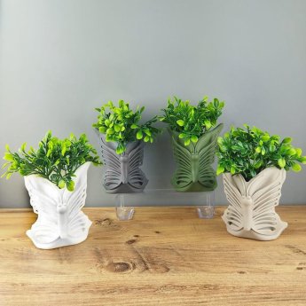 22-3030 Διακοσμητική Γλάστρα Πεταλούδα με Άνθος 18x12cm