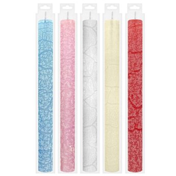 73-2091 Λαμπάδα Στρογγυλή Χρωματιστή ματ Ανάγλυφη 30cm Φ-2.8mm