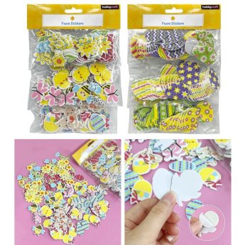 73-2089 Στίκερ Αφρώδη Λουλούδια Αυγα Λαγοί Στίκερ-4cm. Σύνολο-25x17cm