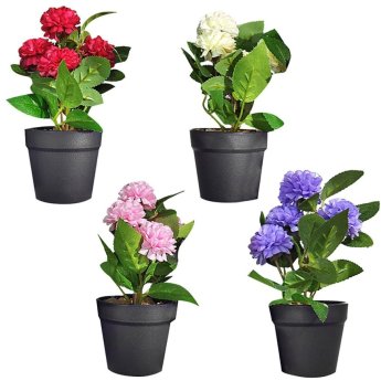 22-3015 Γλαστράκι Μαύρο με Χώμα και Χρυσάνθεμα 20x7.5cm