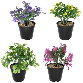 22-3019 Γλαστράκι Μαύρο Πλαστικό με Λουλούδια 16x7.5cm