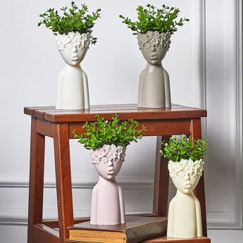 22-2988 Διακοσμητική Γλάστρα Ανθρωπάκι με Άνθος 22x9cm