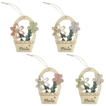 73-2041 Στολίδι Κρεμαστό Γλαστράκι-Λουλούδια 10x7cm