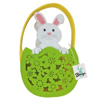 73-1978 Καλάθι Τσόχινο Λαγός σε Αυγό 19x10x8cm