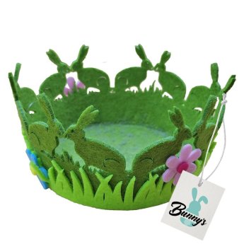 73-1975 Καλάθι Τσόχινο Στρογγυλό με Λαγούς Φ14x7cm