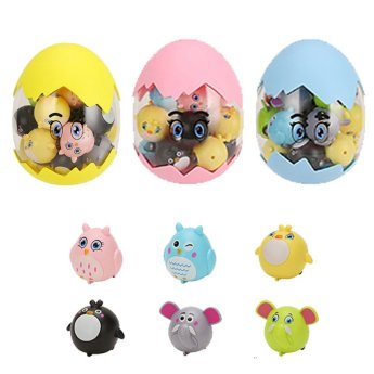 73-1974 Αυγό σετ 20 tem Pull Back Ζωάκια ΑΥΓΟ-19x15cm. ΖΩΑΚΙΑ-5x4.5cm