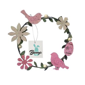 73-1970 Στεφάνι Μεταλλικό Πουλάκια-Αυγα Φ22cm