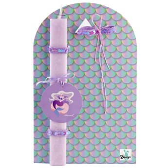 73-1835 Λαμπάδα με Πλαίσιο Γοργόνα 32x20cm  Κερί-29x3x1cm