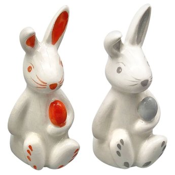 73-1684 Λαγός Κεραμικός Διακοσμητκός Λευκός 10.5x5.5cm