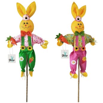 73-1585 Λαγός με Καρότο σε Καλάμι 86cm -κούκλα 62cm-