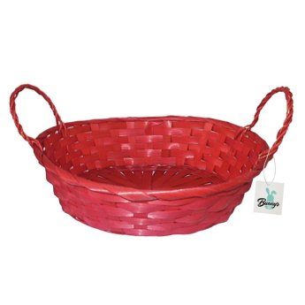 73-1244 Καλάθι Μπαμπού Κόκκινο Οβάλ 28x21x8.5cm