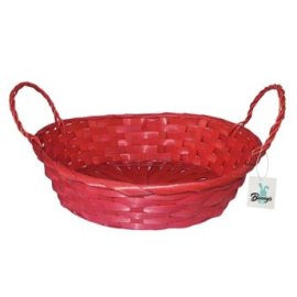 73-1244 Καλάθι Μπαμπού Κόκκινο Οβάλ 28x21x8.5cm